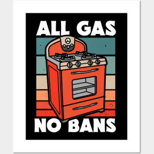 Retro All Gas No Bans // Funny Gas Stove Protest Posters and Art